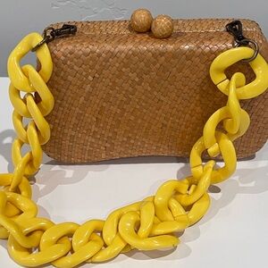 ANTHROPOLOGIE- Serpui Marie Bella Bag. Tan straw, NWT.